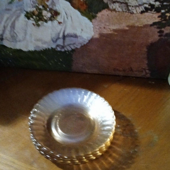 5 Vintage Fortecrisa pink glass saucers set. &Adeline Blue Cookie Jar,Nice ๐ป๐ - Picture 7 of 15